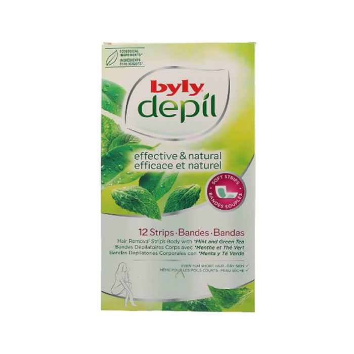 byly depil hair removal strips body with mint and green tea 12 units