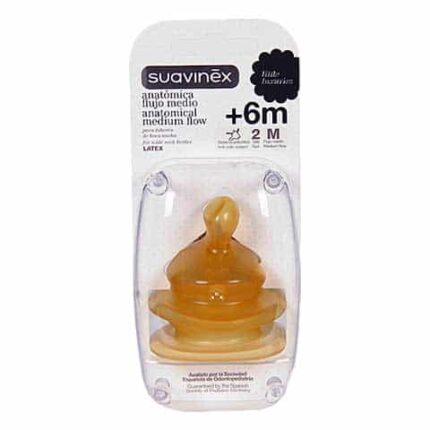 suavinex™ anatomical latex nipple with wide mouth m 6m 2uts orifice