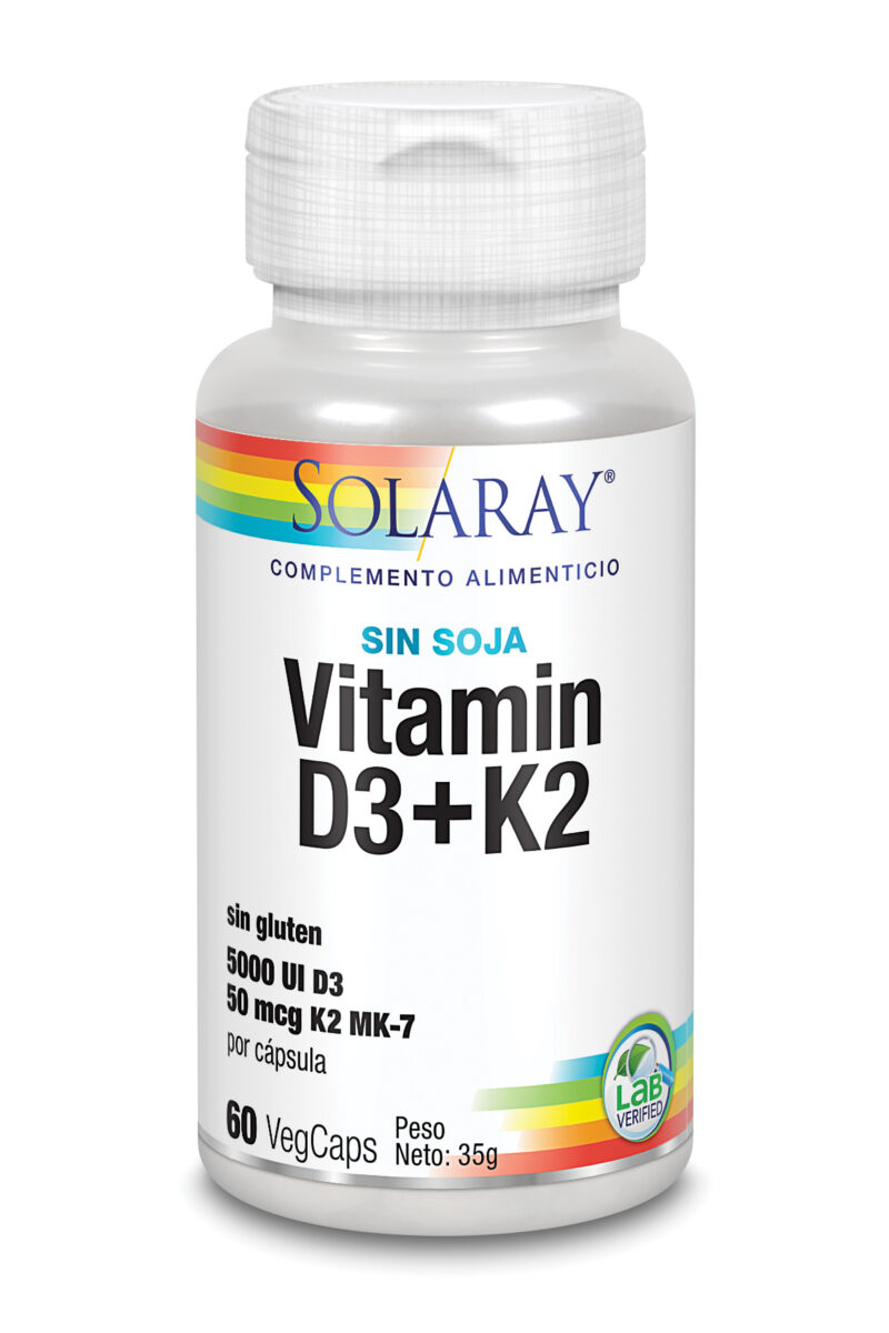 Solaray Vitamina D3 y K2 60 Vcaps 5000 Ui