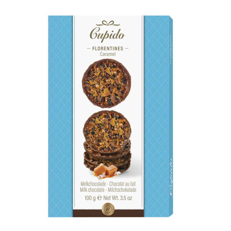 Cupido milk chocolate caramel flavoured florentines