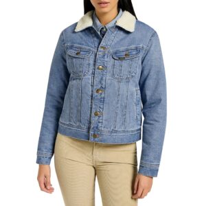 Lee Women's Blue Cotton Bomber Jacket
